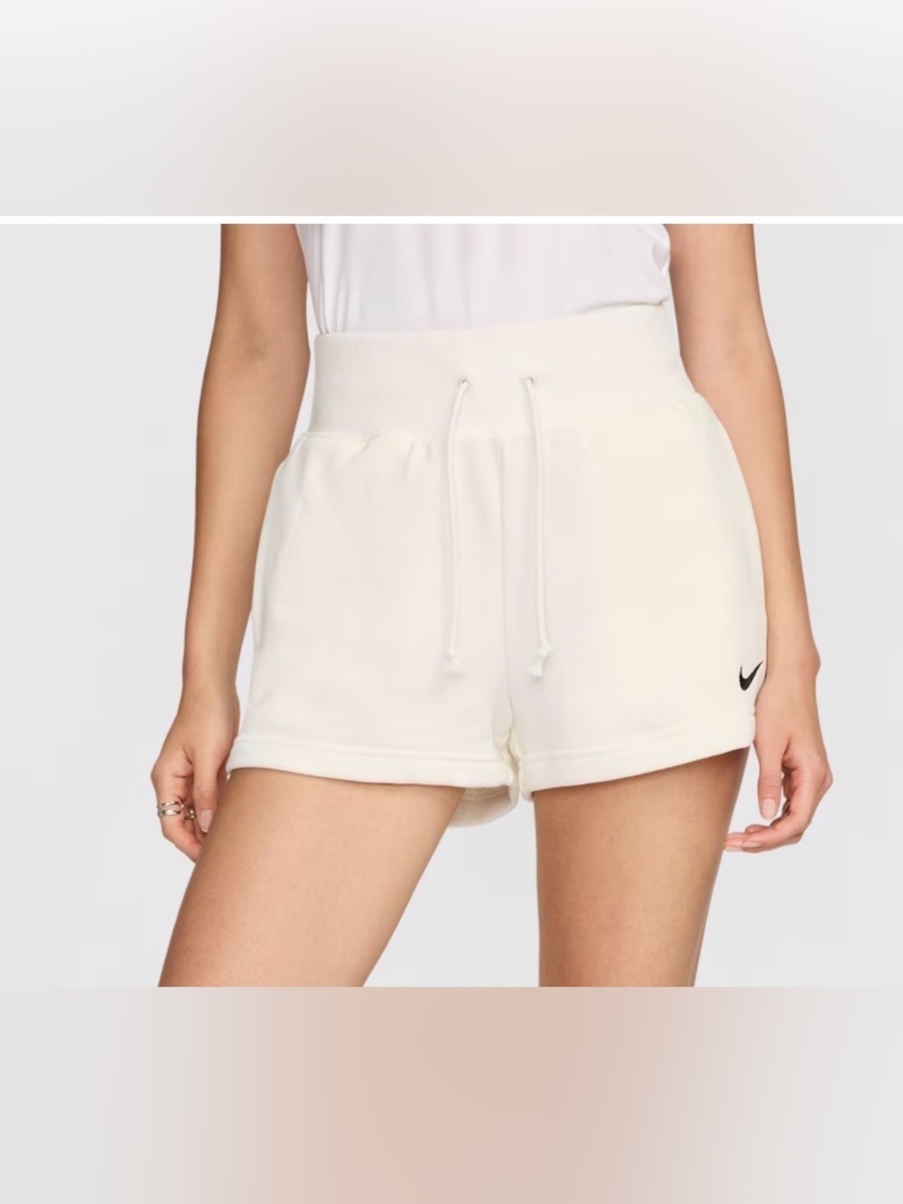 Nike White Women's Phoenix Fleece Shorts Cozy Casual Athletic Size Small
